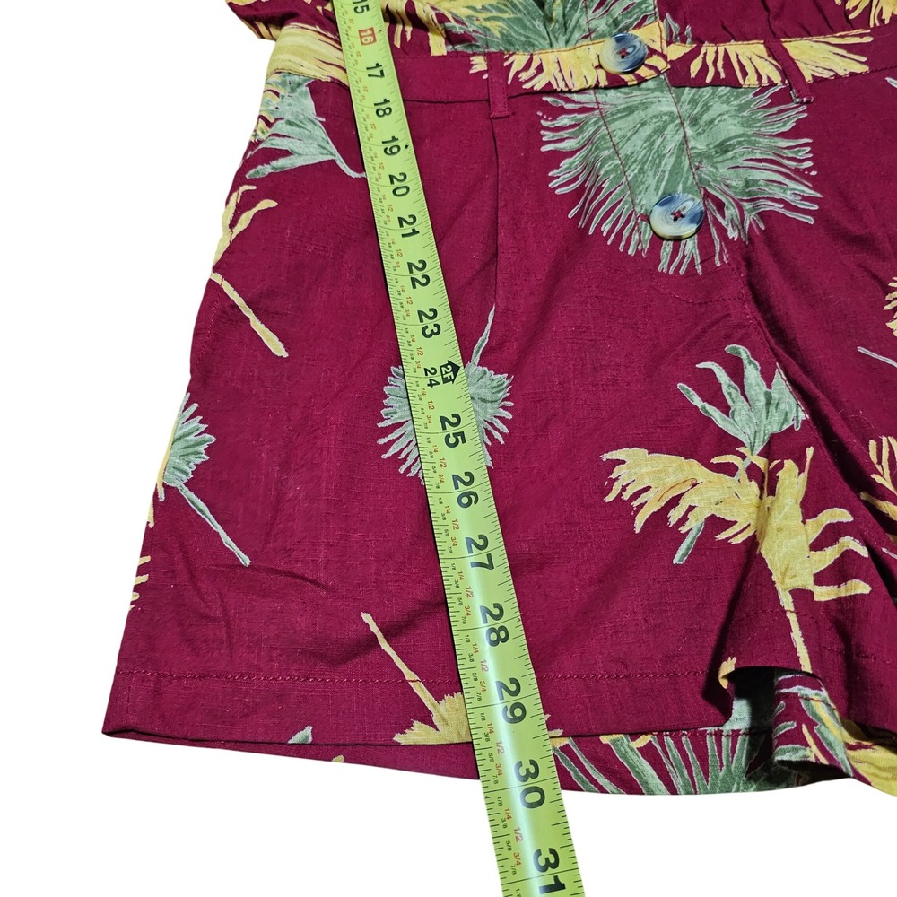 Free People Malibu Romper Womens XS Burgundy Linen Blend Short Sleeve Playsuit - Picture 7 of 8